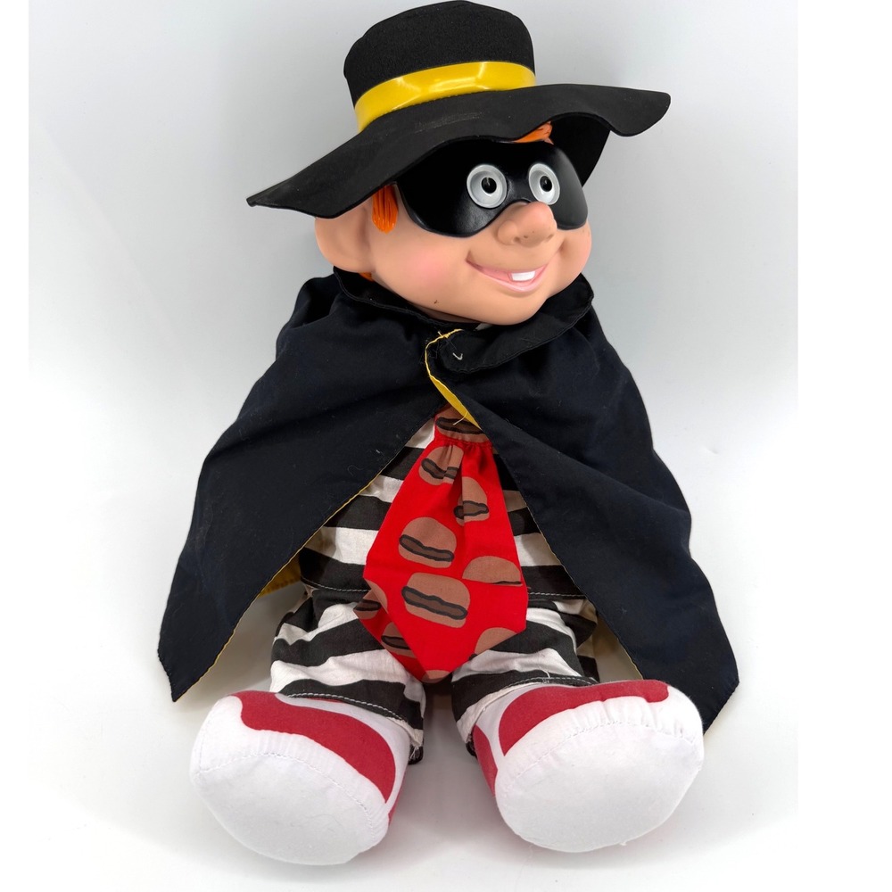 Vintage 1987 McDonalds Hamburglar Plush Doll Vinyl Head 15 Inch Collectible